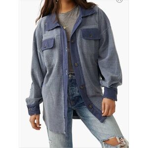 Free People Blue Varsity Jacket